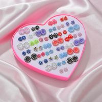 Hot Sale Korean Earrings Models 36 Pairs Of Love Gift Boxed Color Diamond Fashion Plastic Earrings Wholesale Nihaojewelry main image 1