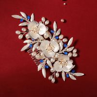 Neue Hochzeits Schmuck Europäische Und Amerikanische Retro-blumen, Perlen Kamm, Braut Mit Make-up, Haarkamm, Abendessen, Party-kopf Bedeckung main image 1