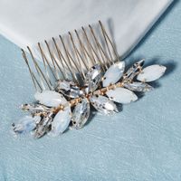 Bridal Headdress Opal Rhinestone Insert Comb Braided Plate Hair Insert Comb Wholesale Nihaojewelry main image 2