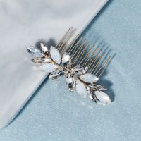 Bridal Headdress Opal Rhinestone Insert Comb Braided Plate Hair Insert Comb Wholesale Nihaojewelry main image 3