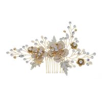 Korean Beauty Bride Jewelry Handmade Pearl Headdress Retro Golden Plug Comb Cheongsam Style Wholesale Nihaojewelry main image 6