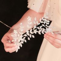 الراقية الزفاف مجوهرات ريترو ليف فاين الشعر الفرقة كامل الماس الزركون حجر الجملة Nihaojewelry main image 1