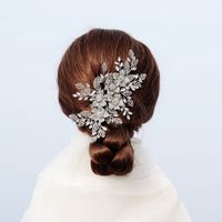 Jewelry Exaggerated Bridal Headdress Full Diamond Insert Comb Alloy Hollow Leaf Disc Hair Comb Wholesale Nihaojewelry main image 3
