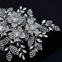 Jewelry Exaggerated Bridal Headdress Full Diamond Insert Comb Alloy Hollow Leaf Disc Hair Comb Wholesale Nihaojewelry main image 5