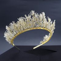 Retro Handmade Beaded Queen Crown Headdress Bride Wedding Birthday Party Hair Hoop Wholesale Nihaojewelry main image 1