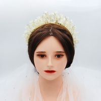 Retro Handmade Beaded Queen Crown Headdress Bride Wedding Birthday Party Hair Hoop Wholesale Nihaojewelry main image 5