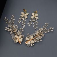 Handmade Bead Lace Clip Korean Beautiful Hair Clip Earring Set Frosted Crystal Bridal Wedding Headdress main image 1