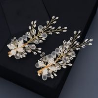 Handmade Bead Lace Clip Korean Beautiful Hair Clip Earring Set Frosted Crystal Bridal Wedding Headdress main image 4