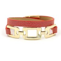 New Fashion Double Circle Non-standard Alloy Environmental Protection Pu Leather Magnetic Buckle Bracelet Multicolor Wholesale Nihaojewelry main image 4