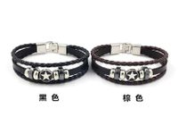 Joyería De Los Hombres Retro De Cinco Puntas De Aleación De Estrella Pulsera De Cuero Trenzado Estrella Pulsera Al Por Mayor Nihaojewelry main image 6