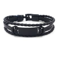 Hip-hop Style Jewelry Swimming Black Alloy Leather Bracelet Fashion Men's Woven Bracelet Wholesale Nihaojewelry main image 1