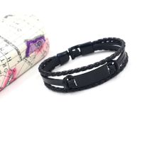 Hip-hop Style Jewelry Swimming Black Alloy Leather Bracelet Fashion Men's Woven Bracelet Wholesale Nihaojewelry main image 5