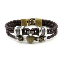 Vintage Fashion Beaded Leather Rope Bracelet Pu Leather Rope Woven Men's Hand Jewelry Wholesale Nihaojewelry main image 1
