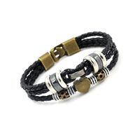 Vintage Fashion Beaded Leather Rope Bracelet Pu Leather Rope Woven Men's Hand Jewelry Wholesale Nihaojewelry main image 3