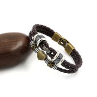 Vintage Fashion Beaded Leather Rope Bracelet Pu Leather Rope Woven Men's Hand Jewelry Wholesale Nihaojewelry main image 5