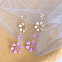 New Wave Korean Fashion Ear Jewelry Summer Flower Silver Needle Earrings Wholesale Nihaojewelry main image 3