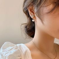 Korean Round Shell Bright Pearl Rear Hanging Earrings S925 Silver Needle Semicircle Earrings Wholesale Nihaojewelry main image 3