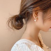 Korean Round Shell Bright Pearl Rear Hanging Earrings S925 Silver Needle Semicircle Earrings Wholesale Nihaojewelry main image 4