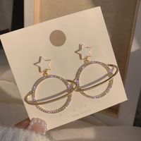 Korean Fashion  Rhinestone Planet Earrings Drop Oil Earrings Femininity Wholesale Nihaojewelry main image 1
