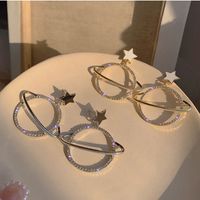 Korean Fashion  Rhinestone Planet Earrings Drop Oil Earrings Femininity Wholesale Nihaojewelry main image 3