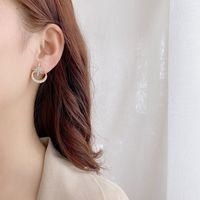 Korean Fashion Star Moon Pearl  Super Fairy  New Small Short Earrings Wholesale Nihaojewelry main image 5