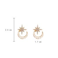 Korean Fashion Star Moon Pearl  Super Fairy  New Small Short Earrings Wholesale Nihaojewelry main image 6