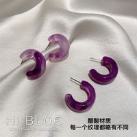 Fashion Simple Grape Purple Earrings  C-shaped Resin Earrings Wholesale Nihaojewelry main image 3