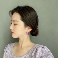Fashion Simple Grape Purple Earrings  C-shaped Resin Earrings Wholesale Nihaojewelry main image 4
