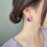 Fashion Simple Grape Purple Earrings  C-shaped Resin Earrings Wholesale Nihaojewelry main image 5