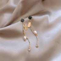 Nouveau 925 Argent Aiguille Spirale Perle Long Gland Perle Pendentif Boucles D&#39;oreilles Populaire Oreille Bijoux En Gros Nihaojewelry main image 1
