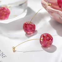 New Fashion  Cute Girl Cherries Gentle Pink Dried Flowers Cherry Earrings Wholesale Nihaojewelry main image 3