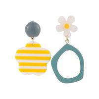 Irregular Blue And Yellow Contrast Color Exaggerated Pendant Asymmetric Earrings Jewelry Wholesale Nihaojewelry main image 6