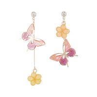 925 Silver Needle Earrings Butterfly Flowers Long Earrings Fairy Asymmetric Earrings Wholesale Nihaojewelry main image 3