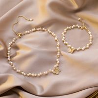 Perlen Armband Weiblich Ins Nischen Design Einfache Wald Schmetterling Exquisite Barock Perlen Armband Halskette main image 1