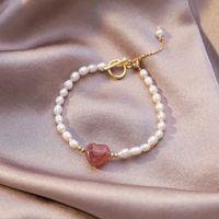 Korea Natural Pearl Baroque Strawberry Crystal Love Pearl Bracelet Wholesale Nihaojewelry main image 6
