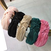 Korean New Candy-colored Pleated Knotted Headband Solid Color Fabric Headband Wave Hair Accessories Ladies Wholesale Nihaojewelry main image 1