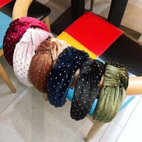 Korean New Gold Velvet Knotted Wide-edge Hot Diamond Fashion Hair Accessories Solid Color Fabric Headband Wholesale Nihaojewelry main image 2