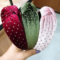 Korean New Gold Velvet Knotted Wide-edge Hot Diamond Fashion Hair Accessories Solid Color Fabric Headband Wholesale Nihaojewelry main image 3