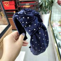 Korean New Gold Velvet Knotted Wide-edge Hot Diamond Fashion Hair Accessories Solid Color Fabric Headband Wholesale Nihaojewelry main image 4