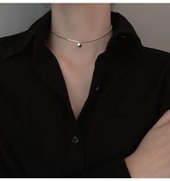 Versilberte Kunden Spezifische Glücks Bohnen Buchstabe Halskette Weibliche Ins Kalte Wind Halskette Einfache Kurze Schlüsselbein Kette main image 5