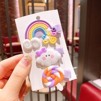 Rainbow Cloud Lollipop Color Hairpin Korean Children Cute Hairpin Little Girl Girl Baby Hair Accessories Clip sku image 1