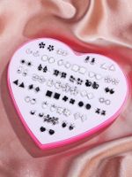New Fashion Simple Style Black And White Love Gift Box Set 36 Pairs Of Earrings Wholesale Nihaojewelry sku image 1