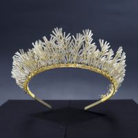 Retro Handmade Beaded Queen Crown Headdress Bride Wedding Birthday Party Hair Hoop Wholesale Nihaojewelry sku image 1