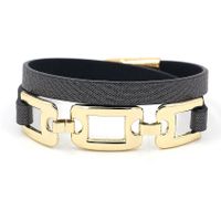 New Fashion Double Circle Non-standard Alloy Environmental Protection Pu Leather Magnetic Buckle Bracelet Multicolor Wholesale Nihaojewelry sku image 3