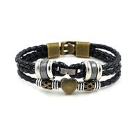 Vintage Fashion Beaded Leather Rope Bracelet Pu Leather Rope Woven Men's Hand Jewelry Wholesale Nihaojewelry sku image 1