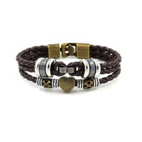 Vintage Fashion Beaded Leather Rope Bracelet Pu Leather Rope Woven Men's Hand Jewelry Wholesale Nihaojewelry sku image 2