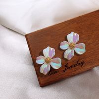 Korean Colorful Flower Earrings New Simple Super Fairy Earrings Sweet Girl Earrings Wholesale Nihaojewelry sku image 1