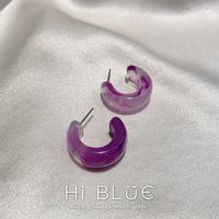 Fashion Simple Grape Purple Earrings  C-shaped Resin Earrings Wholesale Nihaojewelry sku image 1