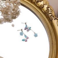 925 Silver Needle Earrings Butterfly Flowers Long Earrings Fairy Asymmetric Earrings Wholesale Nihaojewelry sku image 1
