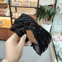 Korean Wide-brimmed Lace Bright Color Cross Knotted Headband High-end Fabric Fashion Wholesale Nihaojewelry sku image 1